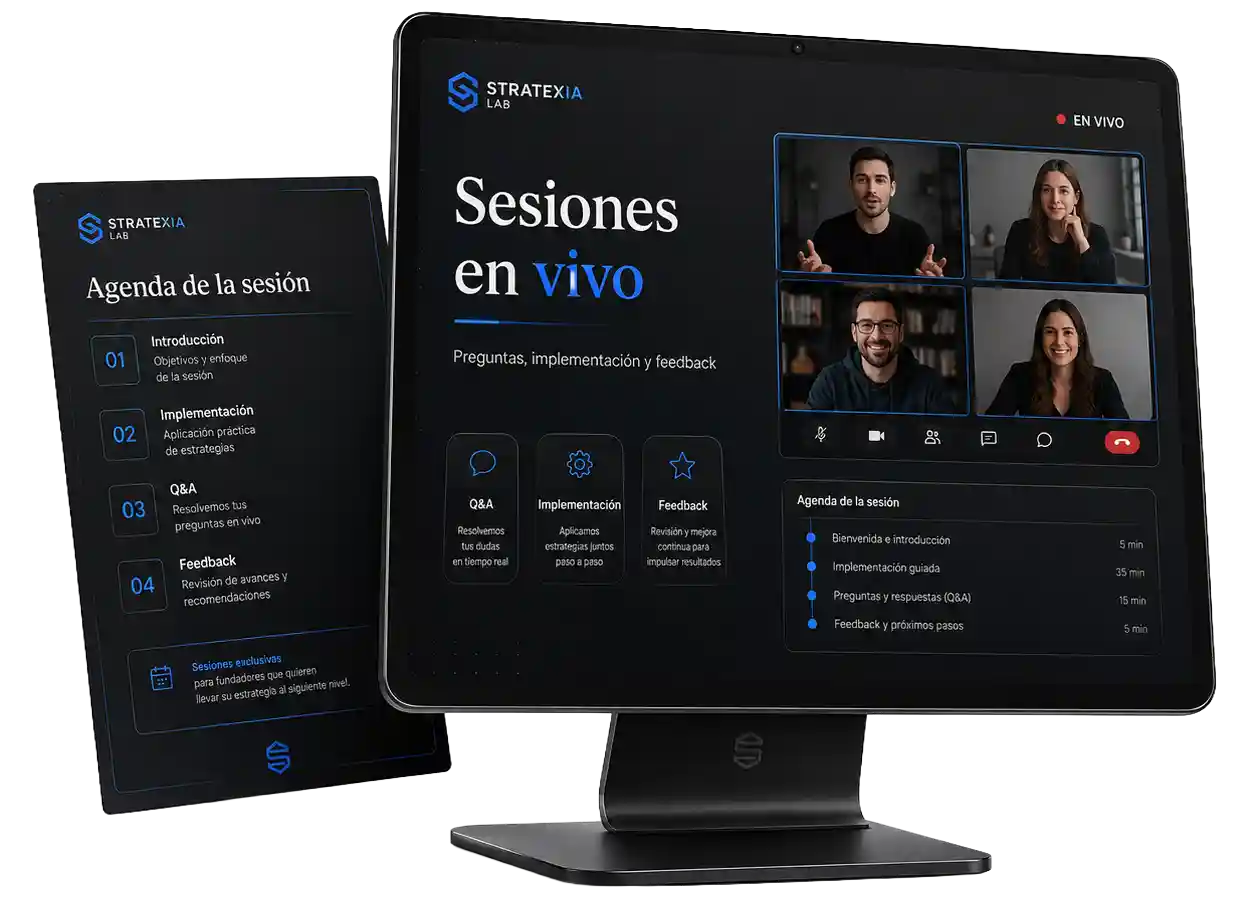 Mockup Sesiones en vivo para fundadores